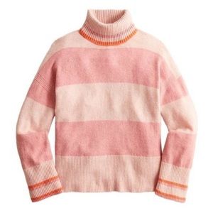 J. Crew Striped turtleneck sweater in Supersoft yarn (Sz L) Pink & Orange